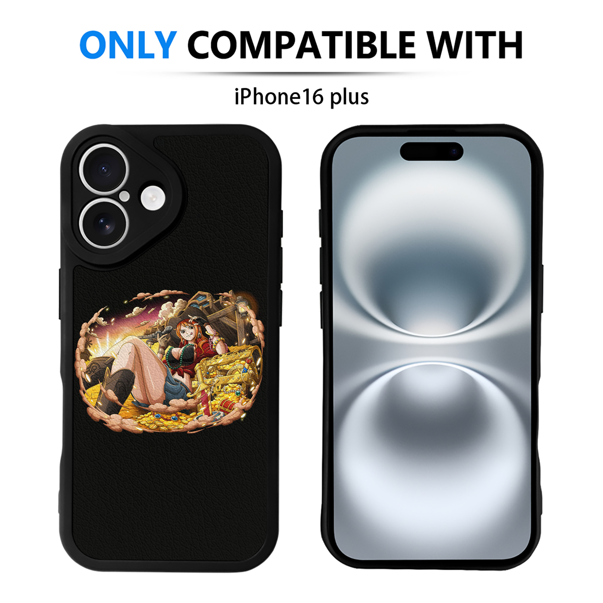 （画像用） ワンピース ナミ ONE PIECE Nami 【iPhone 16シリーズ対応】シリコンスマホケース（レザー調） 材質：シリコン